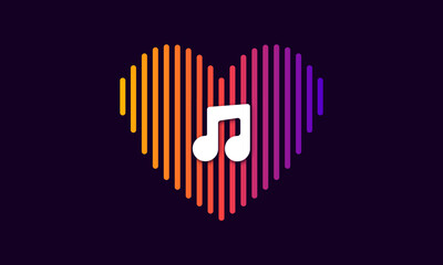 Music in the heart. Sound wave heart. Cover Music, Sound wave, Heart shape, Digital, Media and Equalizer. Vector illustration.