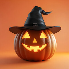 halloween jack o lantern pumpking with witch hat