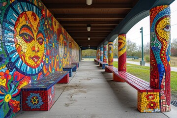 Fototapeta premium Community Art for Public Spaces: A community-created art installation in a public area