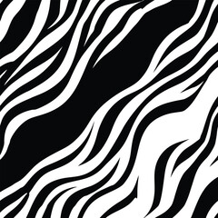Zebra skin background seamless vector pattern featuring black and white animal print design, perfect for fabric, fashion, and textile applications with a bold and stylish look