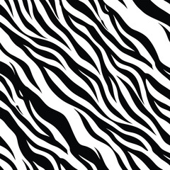 Zebra skin background seamless vector pattern featuring black and white animal print design, perfect for fabric, fashion, and textile applications with a bold and stylish look