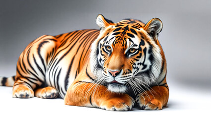 Bengal tiger on white background. Generative AI Illustration