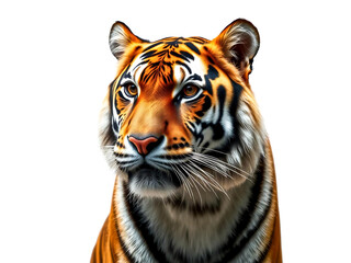 Fototapeta premium Bengal tiger on white background. Generative AI Illustration