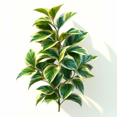 Obraz premium Variegated Green Plant with White Background