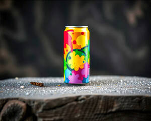 Obraz premium Colorful cans Used for packing drinks on a colorful background. Generative AI Illustration