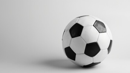 Naklejka premium A Classic Black and White Soccer Ball Against a Neutral Background.