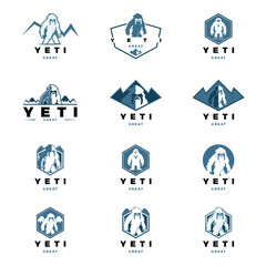Set of Yeti Icon Logo Design Template