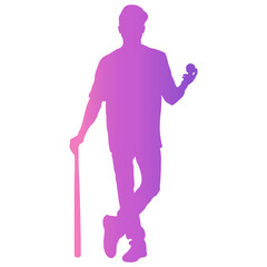 Baseball Player Silhouette. Vector Illustration with Colorful Design.