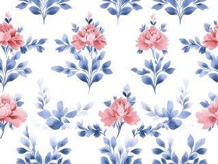 damask pattern featuring intricate floral motifs, seamlessly flowing in a Watercolor style