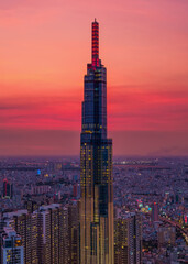 Naklejka premium Sunset in Ho Chi Minh City, Vietnam. Photo taken on 2nd September, 2024.