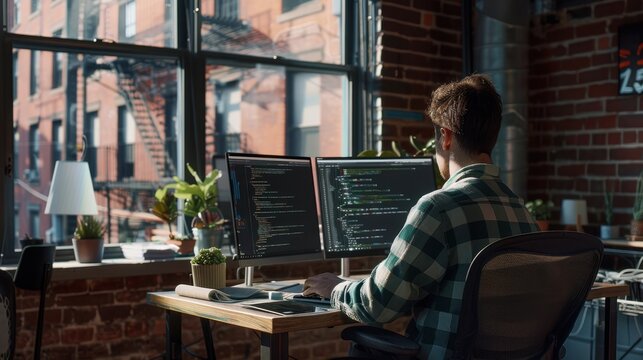 The developer at the desk