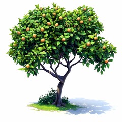 Fototapeta premium A Lush Tree with Orange Fruit and Green Foliage