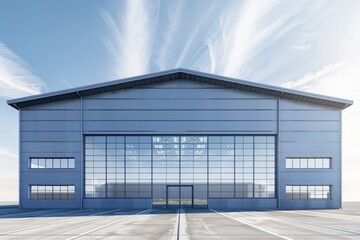 Obraz premium Factory's exterior, featuring clean lines, innovative architecture, and eco-friendly features. Beautiful simple AI generated image