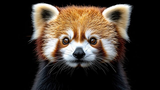 Red panda posing on a black background