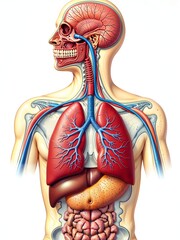 Naklejka premium Detailed Scientific Illustration of Human Respiratory System