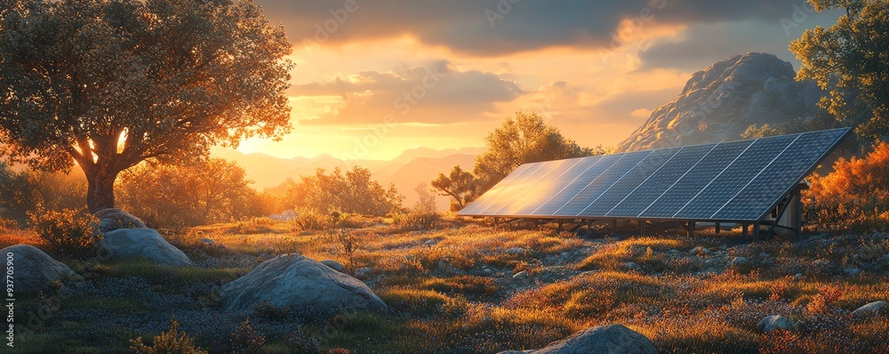 Wall mural energyefficient groundmount solar arrays engineered for maximum absorption and minimal consumption, 
