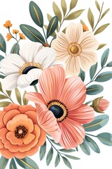 Soft pastel blooms with gold line accents, customizable text area, charming baby shower invitation