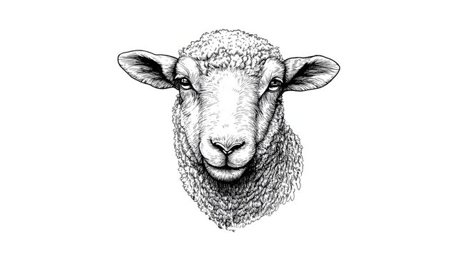 recommend clip art: line drawing of a lamb head