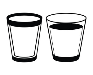  glass one line continuous drawing. Hand drawn drink vector illustration. Abstract linear silhouette.