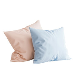 Two Cozy Soft Pillows Resting on White Background for Comfortable Home Decor