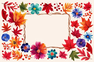 An abstract background with bright autumn leaves in warm colors creates a unique frame, perfect for a stylish design