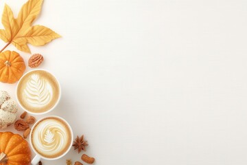 Baking with pumpkin spice, coffee aroma filling the air, warm and inviting, 3D illustration