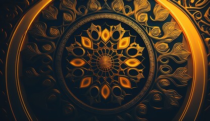 Obraz premium Intricate handcrafted wall art featuring detailed patterns and motifs in a warm color palette, showcasing traditional craftsmanship
