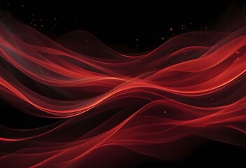 Flowing red, blue and black abstract background with soft, wavy shapes and subtle sparkles