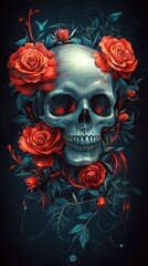skull and roses wallpaper