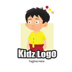 Colorful Kid logo vector illustration for Play School and Toy shop and other use, with dummy text on white background.