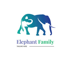 Elephant family, mother and baby concept art for zoo, ecological park, family business and others vector illustration on white isolated background.