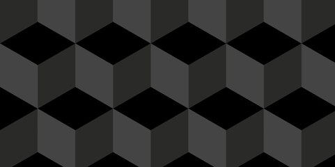 Obraz premium Abstract black and gray style minimal blank cubic. Geometric pattern illustration mosaic, square and triangle wallpaper. Seamless cube technology business concept. 