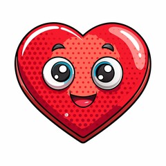 Obraz premium Red color love emoji cartoon face heart icon on white background generated by AI