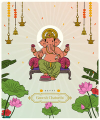 Ganesh Chaturthi festival minimal, luxury invitation card design, Packaging inside card design for sweet box, beauty product, gift boxes design template