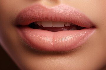 Close-up of a woman's lips with rich color, smooth texture and expressive shape, highlighting natural beauty