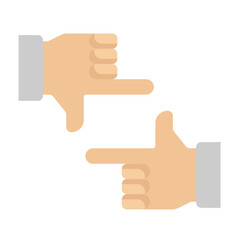Photo crop, framing hand like camera flat color icon isolated vector image.