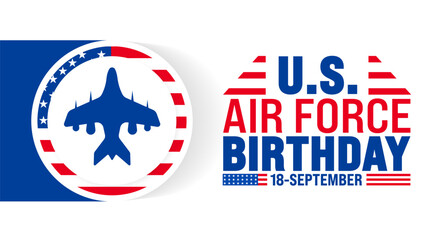 US Air Force birthday background or banner design template. Holiday concept. Template for background, banner, card, poster, placard, design template with unique shapes with standard color.