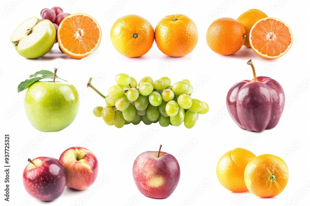 Poster A collection of various fruits arranged on a white surface
