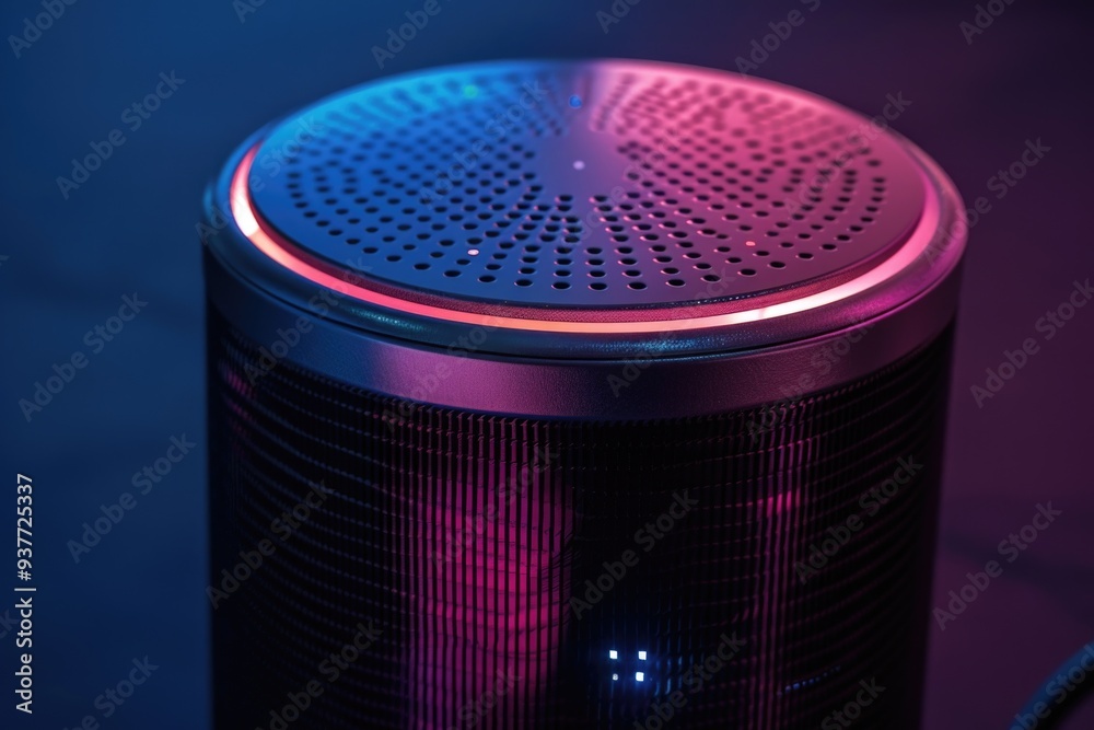 Poster A close-up image of a speaker on a table