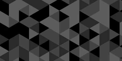 Seamless geometric pattern square shapes low polygon backdrop background. Abstract geometric wall tile and metal cube background triangle wallpaper. Gray and black polygonal background.