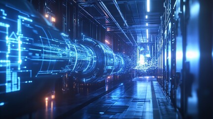 Fototapeta premium Cloud computing transfer big data on internet. futuristic digital technology .Generative AI