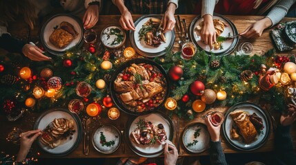 Joyful Christmas Celebration with Loved Ones Against a Delicate Pastel Backdrop