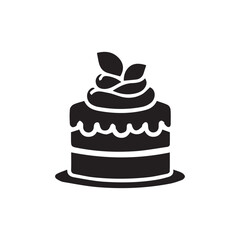 Black silhouette cake Icon, cake logo. Vector illustration isolated on white background. Can be used as icon, sign or symbol - cupcake silhouette.