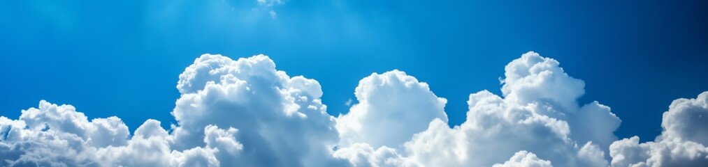 Fototapeta premium blue sky white fluffy cumulus cloud 