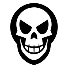 An attractive, cool logo of a grinning skull for Halloween costumes. white background