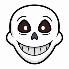 An attractive, cool logo of a grinning skull for Halloween costumes. white background