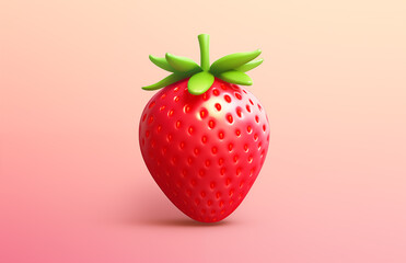 3D cartoon strawberry illustration
