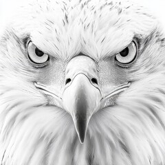 an eagle is shown in black and white
