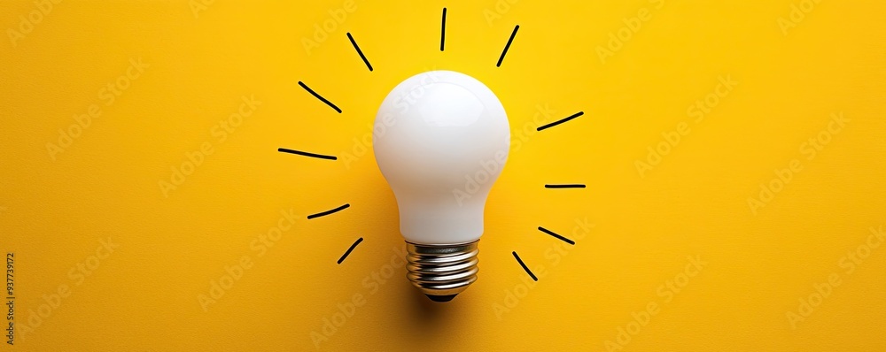 Canvas Prints white light bulb on a yellow background with a simple doodle, conveying the concept of an idea and i