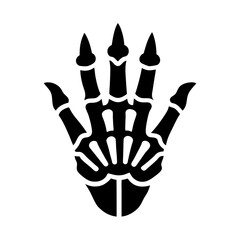 A cool, trendy logo of a skeleton hand for Halloween apparel.